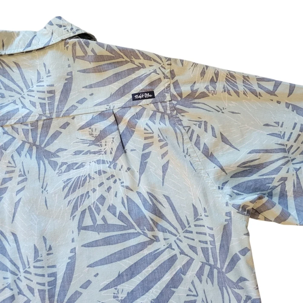 Salt Life Green and Blue Leaf Print Shirt